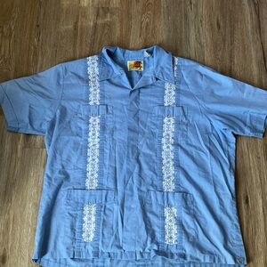 The Genuine Haband Guayabera Shirt Blue Size XL Cuban Shirt Salsa Dancing